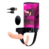 Женский страпон с 2 насадками, вибрацией и пультом ДУ - Erowoman-Eroman - купить с доставкой в Ельце