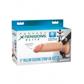 Телесный пустотелый фаллопротез 5’’ Hollow Silicone Strap-On - 14 см. - Pipedream - купить с доставкой в Ельце