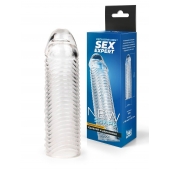 Прозрачная закрытая насадка на пенис с ребрышками - 16 см. - Sex Expert - в Ельце купить с доставкой