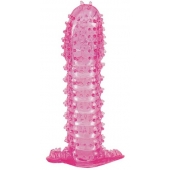 Гелевая розовая насадка с шипами - 12 см. - Toyfa Basic - в Ельце купить с доставкой
