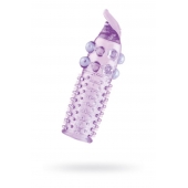 Гелевая фиолетовая насадка с шариками, шипами и усиком - 11 см. - Toyfa Basic - в Ельце купить с доставкой