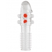 Гелевая прозрачная насадка с шариками и шипами - 14 см. - Toyfa Basic - в Ельце купить с доставкой