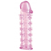 Гелевая розовая насадка на фаллос с шипами - 12 см. - Toyfa Basic - в Ельце купить с доставкой