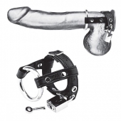 Утяжка на пенис на замочке Duo Cock And Ball Lock - BlueLine - купить с доставкой в Ельце