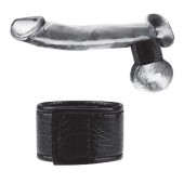 Чёрная утяжка на мошонку 1  Velcro Ball Stretcher - BlueLine - купить с доставкой в Ельце