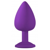 Большая фиолетовая анальная пробка Emotions Cutie Large с голубым кристаллом - 10 см. - Lola Games - купить с доставкой в Ельце