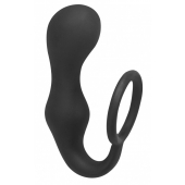 Чёрное эрекционное кольцо с анальной пробкой Double Pleasure Anal Plug - Lola Games - в Ельце купить с доставкой