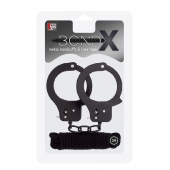 Чёрные наручники из листового металла в комплекте с веревкой BONDX METAL CUFFS LOVE ROPE SET - Dream Toys - купить с доставкой в Ельце
