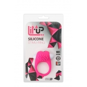 Розовое эрекционное кольцо с щеточкой LIT-UP SILICONE STIMU RING 5 - Dream Toys - в Ельце купить с доставкой