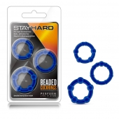 Набор из 3 синих эрекционных колец Stay Hard Beaded Cockrings - Blush Novelties - в Ельце купить с доставкой