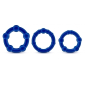 Набор из 3 синих эрекционных колец Stay Hard Beaded Cockrings - Blush Novelties - в Ельце купить с доставкой