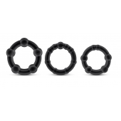 Набор из 3 чёрных эрекционных колец Stay Hard Beaded Cockrings - Blush Novelties - в Ельце купить с доставкой