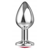 Большая серебристая анальная пробка Diamond Red Sparkle Large с красным кристаллом - 8 см. - Lola Games - купить с доставкой в Ельце