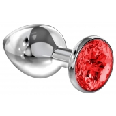 Большая серебристая анальная пробка Diamond Red Sparkle Large с красным кристаллом - 8 см. - Lola Games - купить с доставкой в Ельце