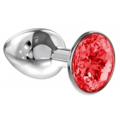 Малая серебристая анальная пробка Diamond Red Sparkle Small с красным кристаллом - 7 см. - Lola Games - купить с доставкой в Ельце
