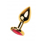 Золотистая анальная пробка с кристаллом-сердцем - 7,5 см. - ToyFa - купить с доставкой в Ельце