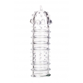 Прозрачная насадка на пенис TOYFA A-Toys с ребрами и точками - 15,3 см. - A-toys - в Ельце купить с доставкой