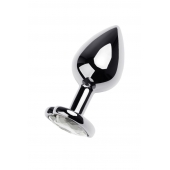 Серебристая анальная пробка с прозрачным кристаллом-сердцем - 8 см. - ToyFa - купить с доставкой в Ельце