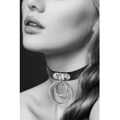 Черный чокер с двумя кольцами - Bijoux Pour Toi - купить с доставкой в Ельце