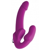 Ярко-розовый безремневой вибрострапон Evoke Vibrating Strapless Silicone Strap-on Dildo - XR Brands - купить с доставкой в Ельце