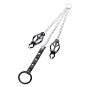 Черно-серебристые зажимы для сосков с кольцом для пениса TOYFA Metal - ToyFa - купить с доставкой в Ельце