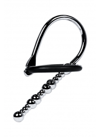 Серебристый уретральный плаг-бусины TOYFA Metal с мягким фиксириющим кольцом - ToyFa - купить с доставкой в Ельце