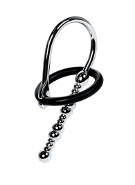 Серебристый уретральный плаг-бусины TOYFA Metal с мягким фиксириющим кольцом - ToyFa - купить с доставкой в Ельце