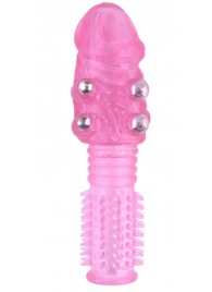 Стимулирующая розовая насадка с шишечками и шипами - 13,5 см. - Toyfa Basic - в Ельце купить с доставкой