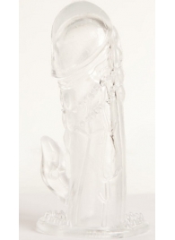 Прозрачная гелевая насадка с клиторальным отростком - 13 см. - Toyfa Basic - в Ельце купить с доставкой
