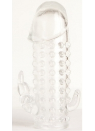 Гелевая прозрачная насадка с 2 отростками - 13 см. - Toyfa Basic - в Ельце купить с доставкой