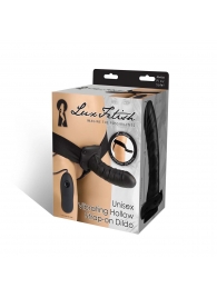 Чёрный полый страпон с вибрацией Unisex Vibrating Hollow Strap-On - 14 см. - Lux Fetish - купить с доставкой в Ельце