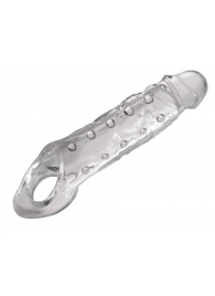 Прозразная закрытая насадка на пенис с поддержкой мошонки Clearly Ample Penis Enhancer - 22 см. - XR Brands - в Ельце купить с доставкой