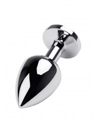 Серебристая коническая анальная пробка с красным кристаллом - 8 см. - ToyFa - купить с доставкой в Ельце