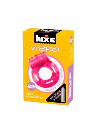 Розовое эрекционное виброкольцо Luxe VIBRO  Ужас Альпиниста  + презерватив - Luxe - в Ельце купить с доставкой