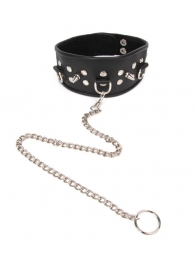 Черный ошейник с шипами и металлическим поводком-цепочкой - Notabu - купить с доставкой в Ельце