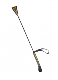 Черно-золотистый стек с хлопушкой из кожи - 62 см. - Sitabella - купить с доставкой в Ельце