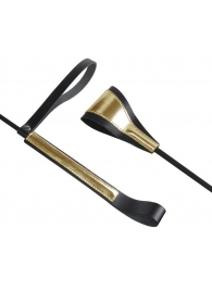 Черно-золотистый стек с хлопушкой из кожи - 62 см. - Sitabella - купить с доставкой в Ельце