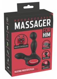 Черный вибромассажер простаты с нагревом и ротацией Prostate Plug - 14,5 см. - Orion - в Ельце купить с доставкой