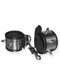 Серебристо-черные наручники с шипами и металлическим блеском - Sitabella - купить с доставкой в Ельце