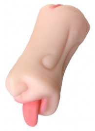 Телесный двусторонний мастурбатор Fruity Tongue - ротик и вагина - ToyFa - в Ельце купить с доставкой