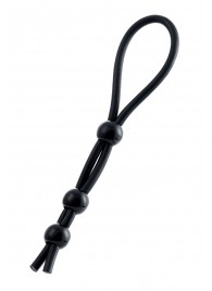 Черное лассо на пенис с тремя бусинами - A-toys - в Ельце купить с доставкой