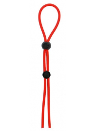 Красное лассо на пенис с двумя бусинами STRETCHY LASSO CAGE - Dream Toys - в Ельце купить с доставкой