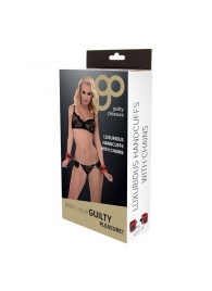 Красно-чёрные наручники на металлической цепочке - Blush Novelties - купить с доставкой в Ельце