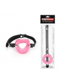 Розовый кляп-губки на черном ремешке - Notabu - купить с доставкой в Ельце