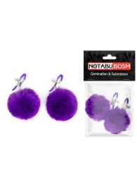 Зажимы для сосков с фиолетовым пушком - Notabu - купить с доставкой в Ельце