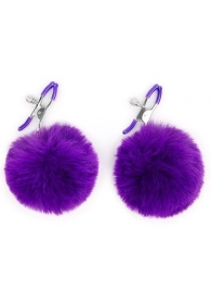 Зажимы для сосков с фиолетовым пушком - Notabu - купить с доставкой в Ельце