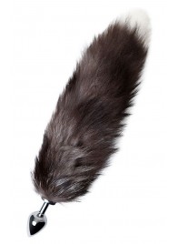 Серебристая металлическая анальная втулка с хвостом чернобурой лисы - размер S - ToyFa - купить с доставкой в Ельце