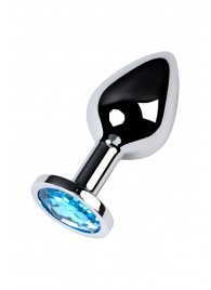 Серебристая конусовидная анальная пробка с голубым кристаллом - 8 см. - ToyFa - купить с доставкой в Ельце