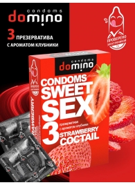 Презервативы для орального секса DOMINO Sweet Sex с ароматом клубничного коктейля  - 3 шт. - Domino - купить с доставкой в Ельце