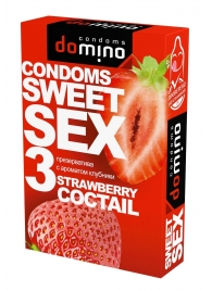 Презервативы для орального секса DOMINO Sweet Sex с ароматом клубничного коктейля  - 3 шт. - Domino - купить с доставкой в Ельце
